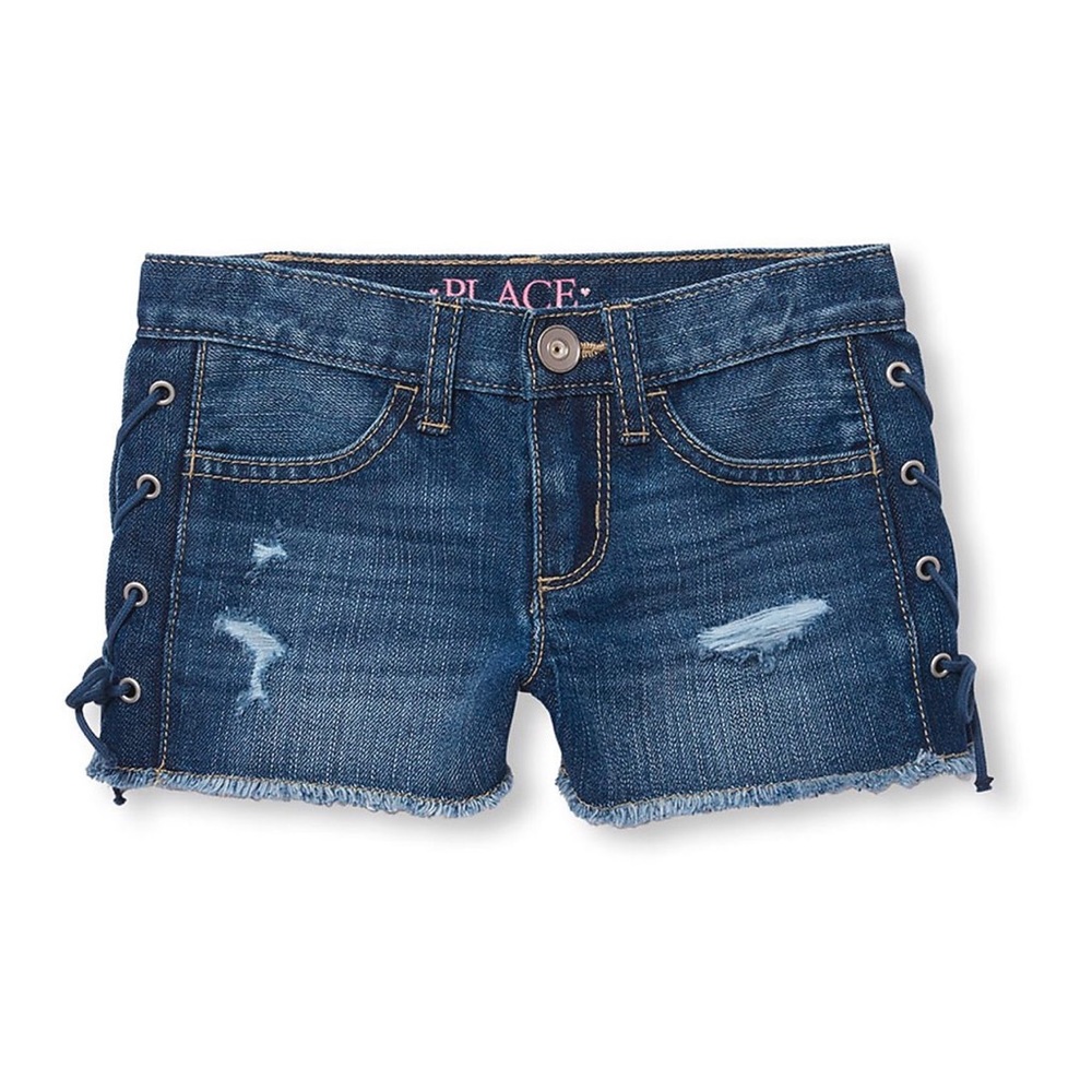 🌸4 for $20🌸 Girls Side Lace Denim Shorts